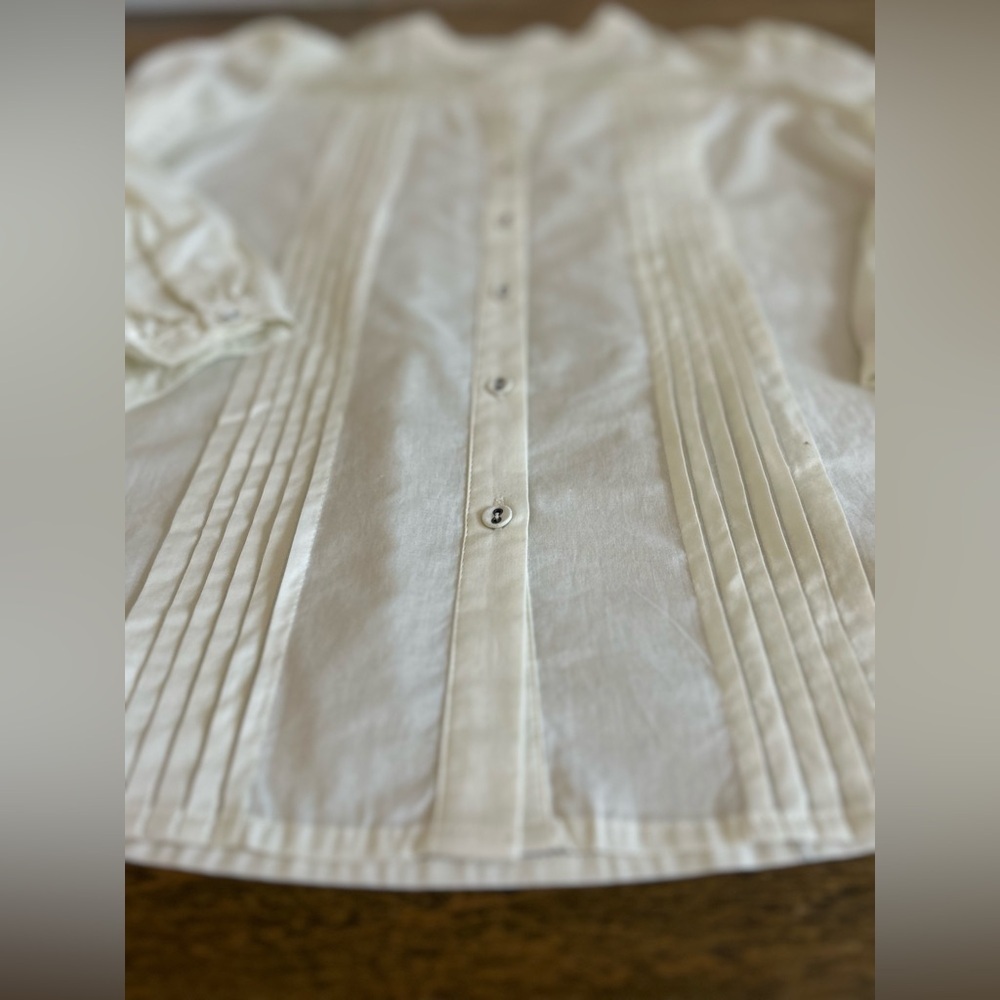 JOIE Vesta Pintucked Cottonvoile Blouse long sleeve minimalist preppy Feminine - Picture 15 of 15